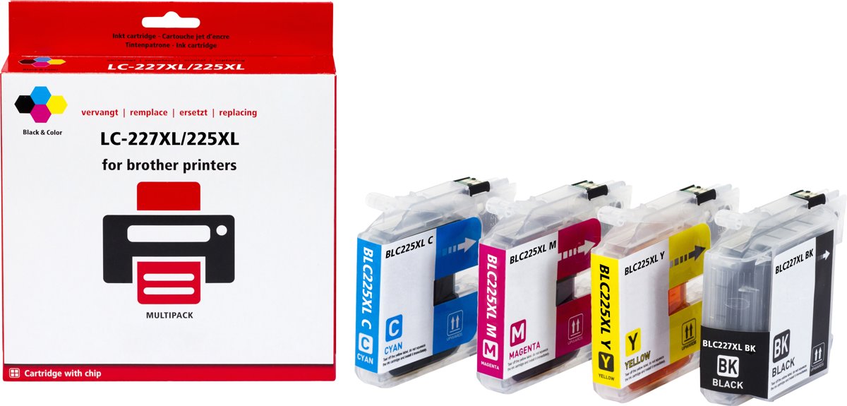 Brother LC-227/225 inktcartridge |Zwart|Cyaan|Magenta|Geel| - Pixeljet